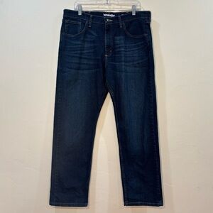 Wrangler 36x30 Men’s Relaxed Fit Jeans, Deep Indigo wash